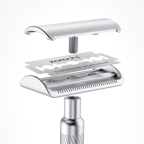 Zomchi Double Edge Razor Blades, 60 Counts Safety Razor Blades for Shaving, Platinum Stainless Steel Shaving Blades for Men and Women, Fits All Standard Double Edge Razors