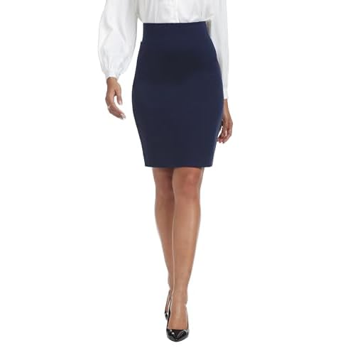 iChosy Women's Stretchy Knee Length High Waist Work Business Bodycon Midi Ponte Pencil Skirt
