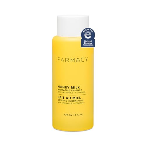 Farmacy Honey Milk Face Essence - Hydrating Milky Toner with Honey, Ceramides + Chamomile - Helps Strengthen Skin Barrier + Replenish Moisture - Soothing + Calming Skincare (120ml)