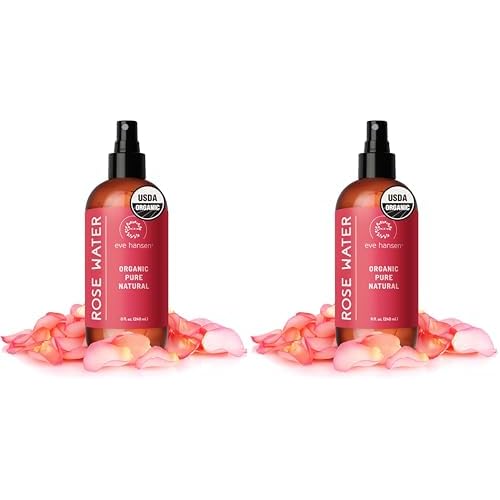 Eve Hansen Organic Rose Water Spray for Face | Huge 8 oz Moroccan Rosewater Face Toner and Makeup Setting Spray | Soothing Neck and Face Mist to Reduce Eye Puffiness, Dark Circles and Redness