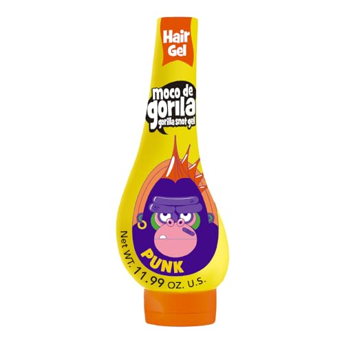 Moco de Gorila Punk, Hair Styling Gel, Reactivate with water, Long-lasting Hold, 3-Pack of 11.99 Oz Each, 3 Squeezable Bottles.