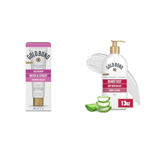 Gold Bond Age Renew Neck & Chest Firming Cream, 2 oz. & Diabetics' Dry Skin Relief Body Lotion, 13 oz. Skin Care Bundle