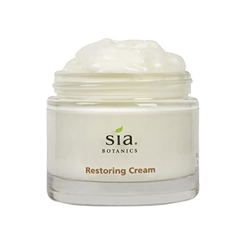 Sia Botanics Restoring Face Cream (65g/2.3oz Glass Jar) | Facial Moisturizer w/Aloe Vera, Jojoba, Avocado | Natural, Clean, Botanical Skincare for Women