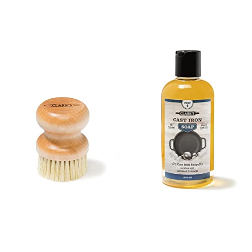 CLARK'S Small Scrub Brush and Cast Iron Soap | Maintain All Cast Iron and Carbon Cookware