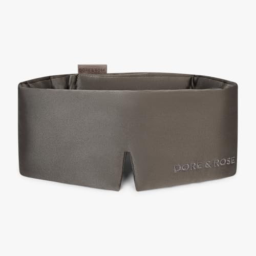 Dore & Rose Deep Sleep Mask Light Blocking, 23 Momme Mulberry Silk Eye Mask, Ultra Soft, Adjustable - Travel Sleeping Mask for Men & Women (Charcoal)