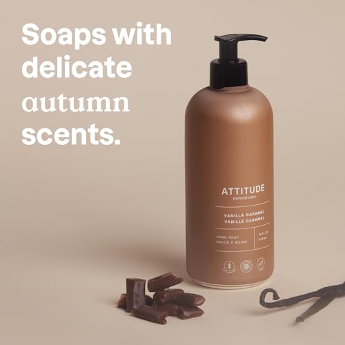 ATTITUDE Limited Edition Liquid Hand Soap, EWG Verified, Plant and Mineral-Based, Vegan Personal Care Products, Vanilla Caramel, 16 Fl Oz (Pack of 6)