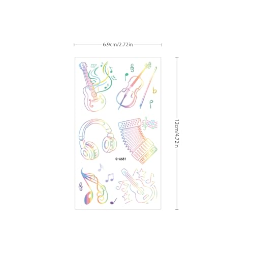 10 Sheet Music Note Temporary Tattoos,Cute Music Notes Tattoos Stickers for Birthday Party Supplies Favors, Waterproof Fake Instrument Note Tattoo for Women Body Art Decor Q857