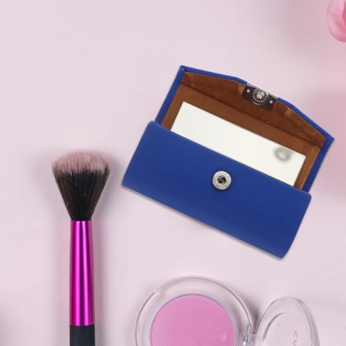 Womens Wallet PU Leather Lipstick Case with Mirror Lipstick Holder Portable Organizer Travel Cosmetic Containers for Gloss Blue Womens Wallets