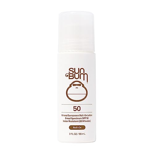 Sun Bum Mineral SPF 50 Roll-On Sunscreen Body Lotion - Broad Spectrum Moisturizing Sunscreen with Vitamin E - Hawaii 104 Act Compliant (Made without Octinoxate & Oxybenzone) - Travel Size 3 oz