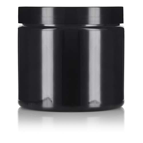 JUVITUS Black Large 16 oz PET Plastic (BPA Free) Large Refillable Jar - (6 pack)