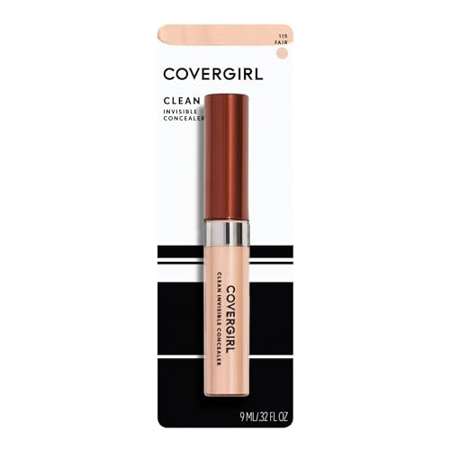 COVERGIRL Invisible Concealer Fair 115, Undereye Concealer, Sponge TIp, 1 Count , Concealer Makeup, Full Coverage Concealer, Concealer for Dark Circles, Easily Application