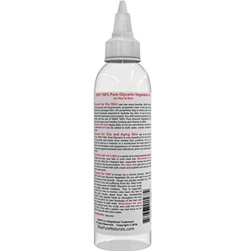 OKAY 100% Pure Glycerin Vegetable Oil - Natural Cleansing for Hair, Skin and Face, Liquid Glycerin to Moisurize and Hydrate for Women and Men - 6 Fl Oz (Pack of 1)