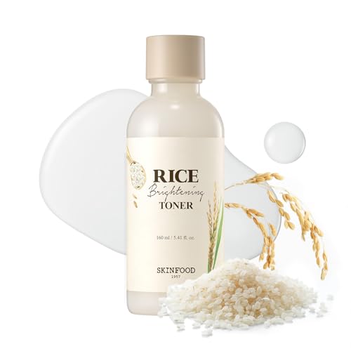 SKINFOOD Rice Brightening Toner, Korean Skincare Toner for Face with 48 Hours Fermented Rice Water for Healthy Glow Glass Skin, Pore Minimizing, Hydrating, Vegan, 160ml/5.4fl.oz.