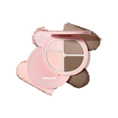 SHEGLAM Hypersculpt Highlight & Contour Palette 4 Shades 2-IN-1 Face Shimmer Highlighter and Matte Contour Bronzer-Cool