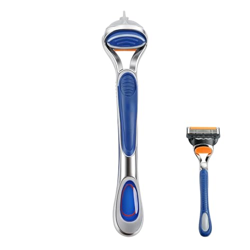 Replacement Handle Compatible with Gillette Fusion 5 Handle,2Pack Ergonomic Handles Only Fit for Gillette Fusion5 Razors for Men(Not Includes Refill heads) (Blue)