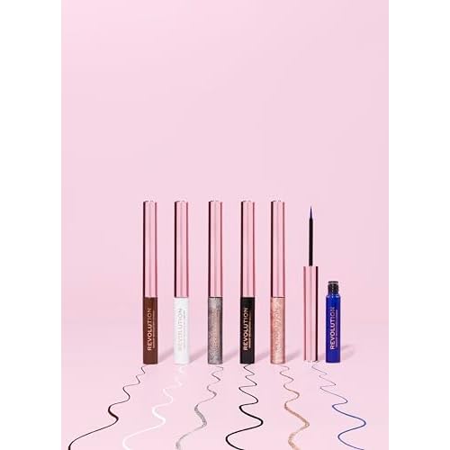 Makeup Revolution, Super Flick Liquid Eyeliner, Highly Pigmented, Silver, 0.08 fl. Oz (Pack of 2)