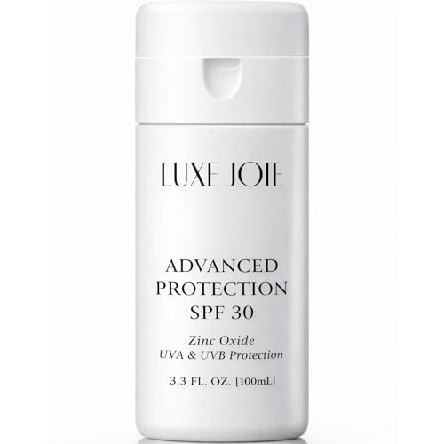 LuxeJoie Mineral Sunscreen SPF 30 ? Zinc Oxide Broad Spectrum UVA/UVB Protection ? Lightweight Daily Face & Body Sunscreen for Sensitive Skin ? 3.3 oz