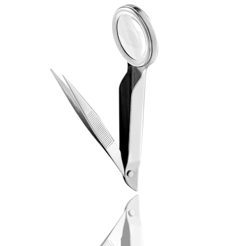 Magnifying Glass Splinter Tweezers Fine Point for Educational Use