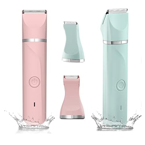 AREYZIN Women's Body Grooming Duo Pack: Matching Electric Bikini & Body Shaver Set (Green & Pink)
