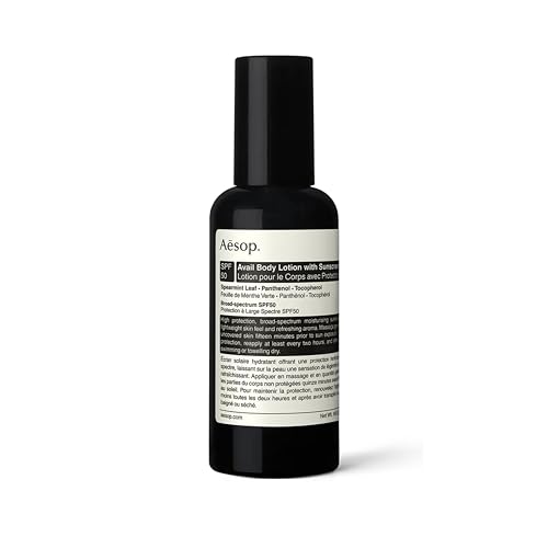 Aesop Avail Body Lotion with Sunscreen SPF50 | Lightweight Moisturizing Sunscreen with Spearmint Leaf and Vitamin E | Broad-Spectrum Hydration and Protection | 5.13 oz