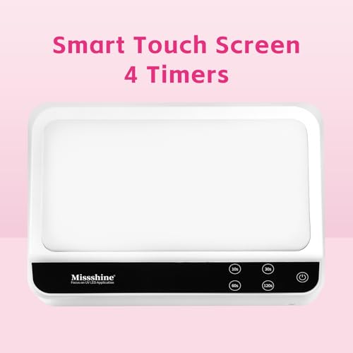 Missshine UV Nail lamp 72w 66 Dual Source Beads, Large Space uv Light for Gel Nails with Tilting Hand Pillow and Smart Touch Screen, Mirror Removable Base Nail lamp with 4 timers and Built-in USB