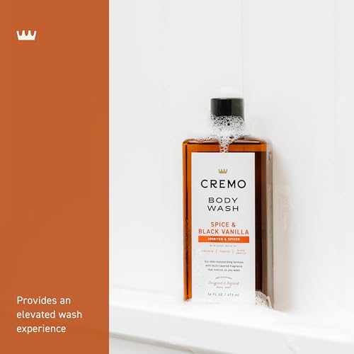Cremo Body Wash Men, Notes of Cardamom and Black Vanilla, Rich-Lathering Spice & Black Vanilla, 16 Fl Oz