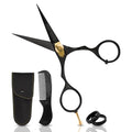 Charlemagne Hand-Forged Japanese Steel Beard & Mustache Scissors - Stainless Steel, 5.5 in - Precision Beard Trimming - Nose Hair Scissors - Fits Mustache Kit & Grooming Kit