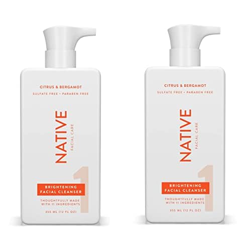Native Brightening Face Wash, Spa Day Every Day Facial Cleanser (2 Pack) | Daily Face Cleaner for Radiant and Bright Skin, Citrus & Bergamot, 12 fl oz