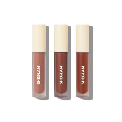 SHEGLAM Matte Allure 3 Pcs Mini Liquid Lipstick Set Nourishing Sunflower Oil Reduce Lip Fine Lines Long Lasting Travel Liquid Lip Stick - Nude Beach