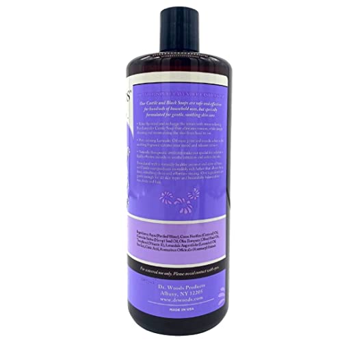 Dr. Woods Lavender Liquid Castile Soap - Castile Soap with Pure Lavender Oil, Body Wash for Men and Women, Natural Cleaner for Face, Hands, and Body - 32 Fl Oz