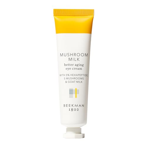 Beekman 1802 Mushroom Goat Milk Eye Cream - Clinically Proven Anti-Aging Eye Treatment for Under-Eye Circles & Fine Lines - With Hexapeptide and Snow Mushrooms - Fragrance-Free, Cruelty-Free