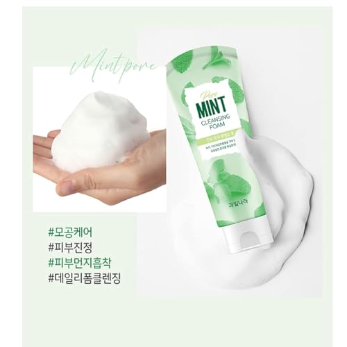 Mint Pore Korean Face Wash Cleansing Foam (Renewal), Korean Facial Cleanser Refresh Acne Prone Skin 130g/4.58oz Kwailnara (2 Pack)