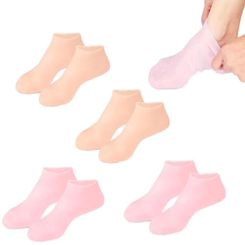 4 Pairs Silicone Moisturizing Socks Women Foot Care Silicone Pedicure Socks Men Anti Slip Spa Gel Socks for Dry Cracked Feet (Multi)
