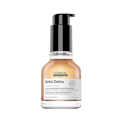L'Oreal Professionnel Metal Detox Leave-In Oil - Detoxifies, Prevents Damage and Prolongs Hair Color With Shine