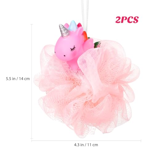 2pcs Kids Bath Loofah: Body Sponge - Unicorn Shower Pouf for Deep Cleaning Body Scrubber Exfoliator Wash Back Scrubber