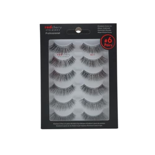 Red Cherry False Eyelashes #217 Black Human Hair - 6 Pairs