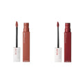 MAYBELLINE Super Stay Matte Ink Liquid Lipstick Makeup Long Lasting High Impact Color Up to 16H Wear Amazonian Nude Brown and Voyager Deep Red