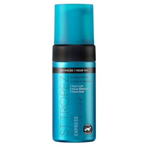 St.Tropez Self Tan Express Mousse, Fast Acting Fake Tan, Develops in 1-3 Hours, Streak-Free Finish, Vegan, Natural & Cruelty Free, 3.4 Fl Oz