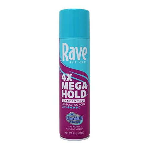 Rave Hairspray 4X Mega Unscented 11oz - Pack of 8