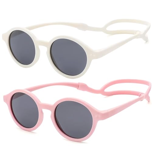 FBHLZ Baby polarized sunglasses UV400 with anti-falling headband TPEE material UV proof suitable for babies 0-12 Months