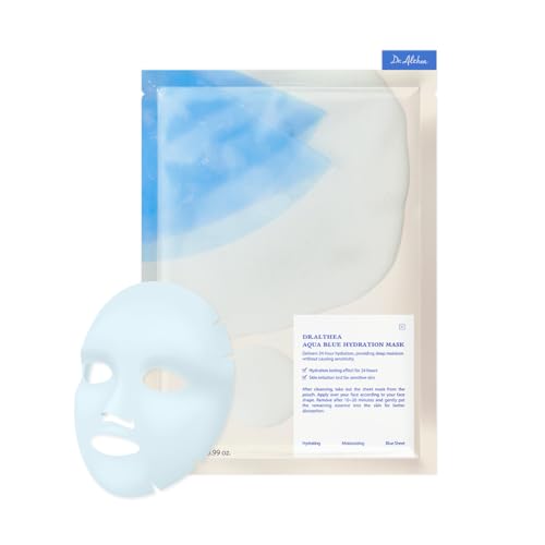 Dr.Althea Aqua Blue Hydration Mask | Reduce Facial Puffiness with Tannins | Sheet Mask for Long-Lasting Hydration | Vegan Korean Skincare (Pack of 4)