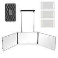 3 Way Mirror with LED Lights & 360¡Æ View,See Back of Head Trifold Barber Mirror for Self Haircut, Shaving & Braiding, Portable Travel Design with Hook for Home,Men & Women (Black)