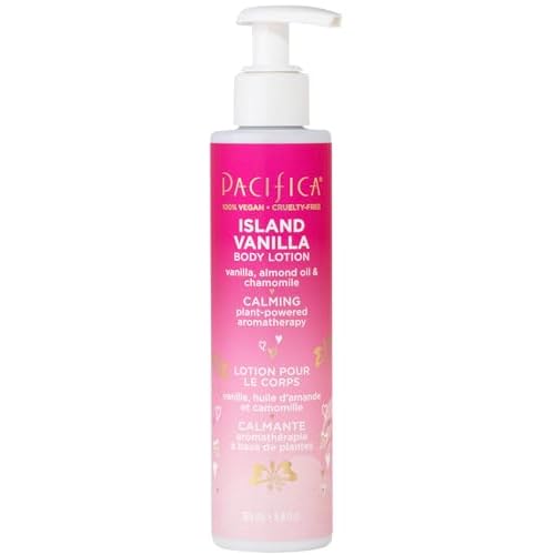 Pacifica Body Lotion - Island Vanilla Body Moisturizer - Plant Powered Aromatherapy - Tropical Vanilla Coconut Scent -w/Vitamin E, Almond Oil & Coconut Water Vegan & Cruelty-Free Dermatologist Tested