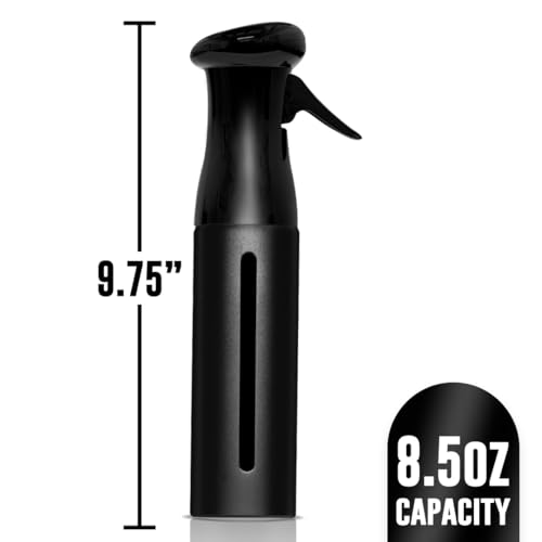 Colortrak Luminous Spray Bottle, 250ml/8.5oz Bottle with Full 360¡Æ Distribution, Easy-Use Pump, Quick View Window to Monitor Water Level, Eco-Friendly, Black