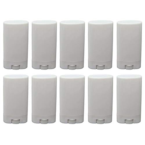 10 Pack 15ml Empty Plastic Tubes Oval Twist-Up Deodorant & Lip Balm ContainersWhite DIY Tubes for Homemade, Crayon Holder (0.5 Oz)