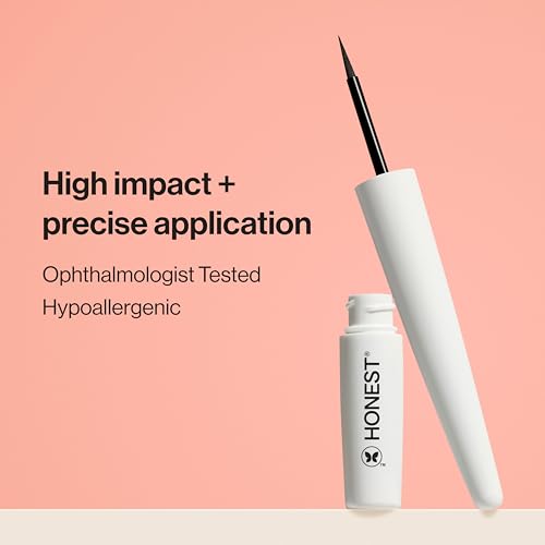 Honest Beauty Extreme Length Volumizing Clean Mascara + Longlasting Vegan Liquid Eyeliner Bundle | EWG Verified + Cruelty Free | Black, 0.27 fl oz, 0.58 fl oz