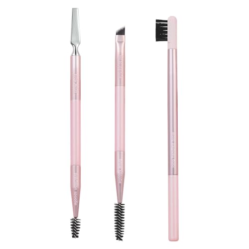 Real Techniques Brow Styling Set, For Lifting Brows, Fill & Style, Dual-ended Makeup Brushes, Full Kit for Eyebrows, Get Full, Laminated, or Natural Brows, Multiuse Tools, 3 Piece Set (Pack of 3)