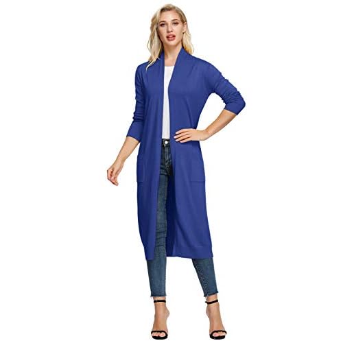 GRACE KARIN Essential Solid Open Front Maxi Long Knitted Cardigan Sweater for Women