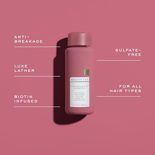 Kristin Ess Biotin Shampoo - Sulfate Free + Color Safe - Promotes Healthy Hair Growth, Strengthens + Nourishes Dry Damaged Hair - Anti-Breakage Fortifying Biotin Repair Shampoo for Volume - Vegan