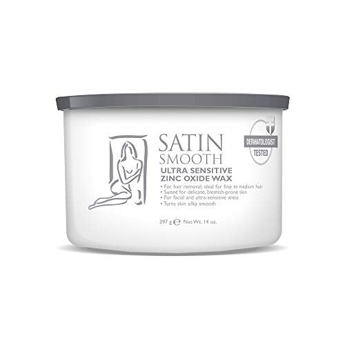 Satin Smooth Ultra Sensitive Zinc Oxide Wax, Hair Removal for Fine to Medium Hair, Safe for Delicate & Sensitive Skin, Waxing Kit, 14 oz, 1-Pack